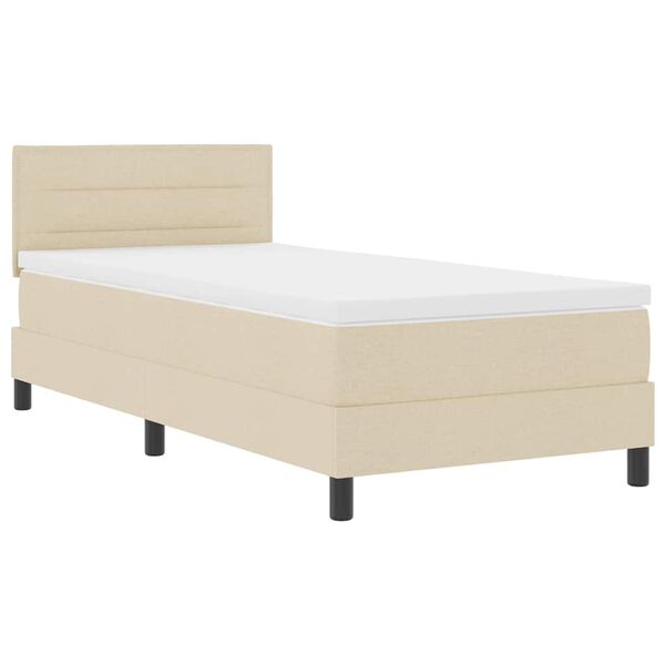 vidaXL Cama tipo Box Spring con colch&oacute;n con LED Crema 90 x 190 cm tela