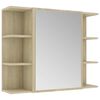 vidaXL Armario de espejo ba&ntilde;o contrachapada color roble 80x20,5x64 cm