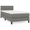 vidaXL Cama box spring con colch&oacute;n tela gris oscuro 90x200 cm