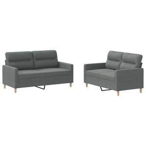 vidaXL Juego de sof&aacute;s con cojines 2 piezas tela gris oscuro