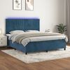 vidaXL Cama box spring colch&oacute;n y LED terciopelo azul oscuro 180x200 cm