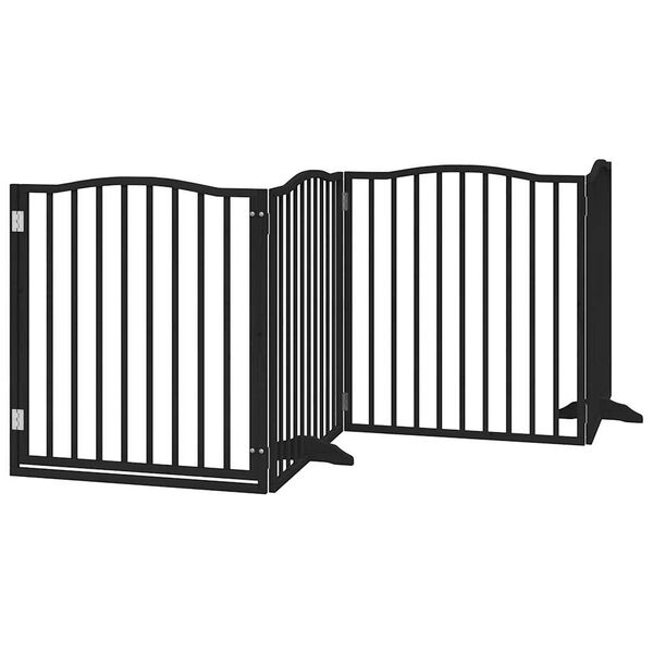vidaXL Puerta para perros plegable 4 paneles madera &aacute;lamo negra 320 cm