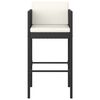 vidaXL Set muebles bar jardín 3 piezas y cojines ratán sintético negro