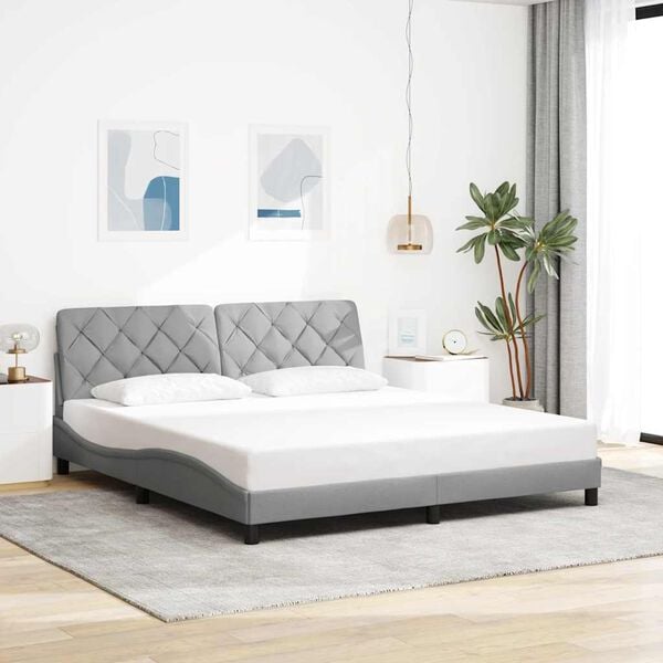 vidaXL Estructura de cama sin colch&oacute;n tela gris claro 180x200 cm