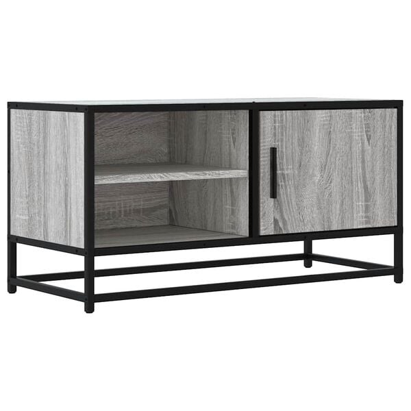vidaXL Mueble TV madera ingenier&iacute;a y metal roble ahumado 80x34,5x40 cm