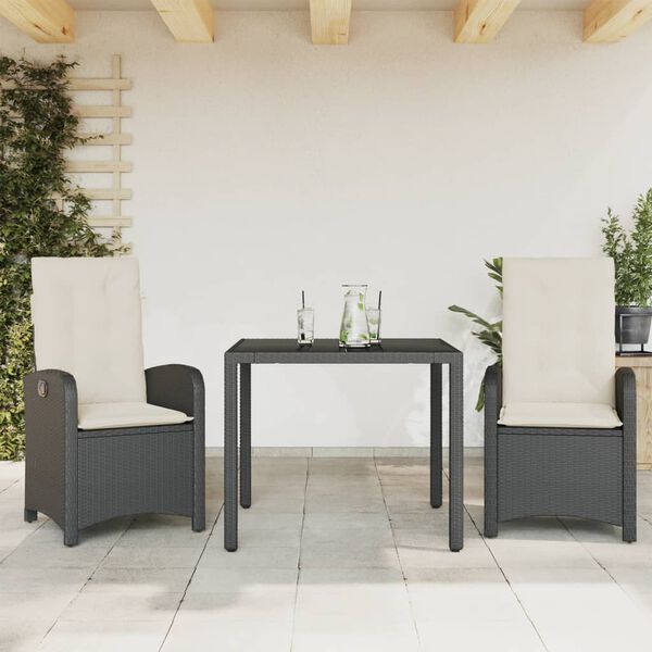 vidaXL Set de comedor de jardín 9 pzas y cojines ratán sintético negro