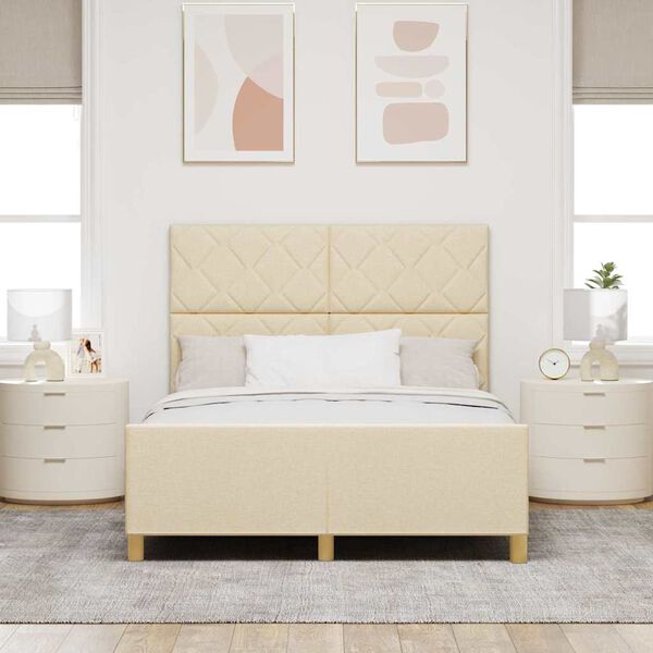 vidaXL Estructura de cama con cabecera Crema 160 x 200 cm tela
