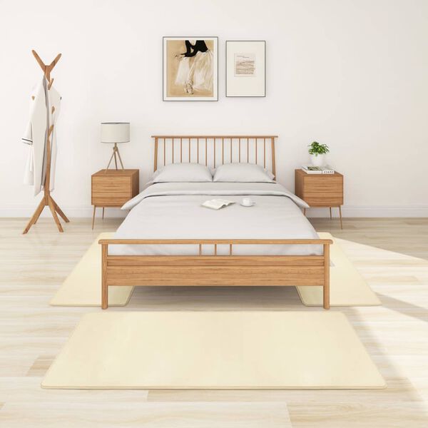 vidaXL Alfombras de dormitorio de pelo largo 3 piezas color crema