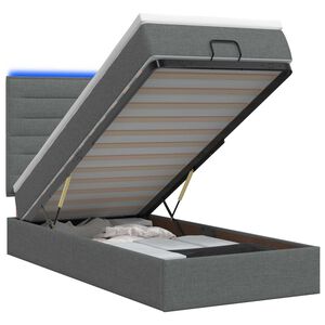 vidaXL Cama tipo otomana con colch&oacute;n y LED Gris oscuro 80 x 200 cm