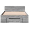 vidaXL Cama con caj&oacute;n madera de ingenier&iacute;a gris Sonoma 90x200 cm