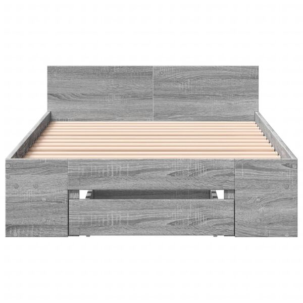 vidaXL Cama con caj&oacute;n madera de ingenier&iacute;a gris Sonoma 90x200 cm