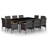 vidaXL Set de comedor de jard&iacute;n 11 pzas rat&aacute;n sint&eacute;tico gris