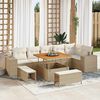 vidaXL Conjunto de sof&aacute; de jard&iacute;n 9 pcs Beige y Crema rat&aacute;n sint&eacute;tico