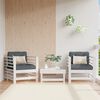 vidaXL Sillones de jard&iacute;n con cojines 2 uds madera maciza pino blanco