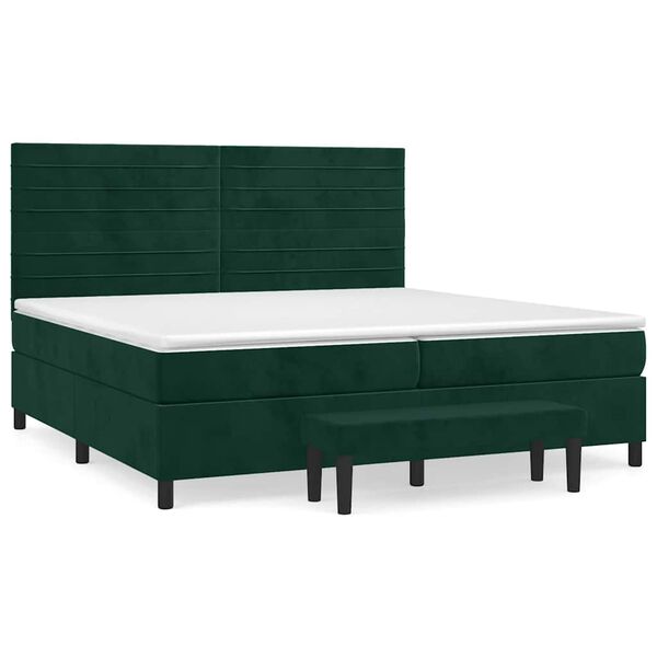 vidaXL Cama box spring con colch&oacute;n terciopelo verde oscuro 200x200 cm