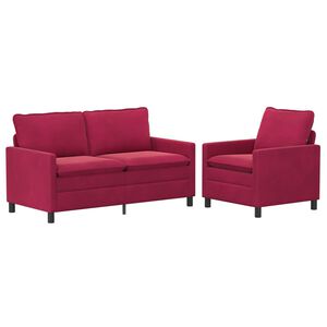 vidaXL Juego de Sof&aacute; 2 pcs Rojo vino Terciopelo