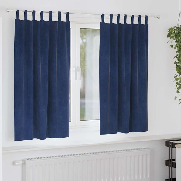 vidaXL Cortinas opacas 2 pcs Azul Oscuro 140 x 175 cm Terciopelo