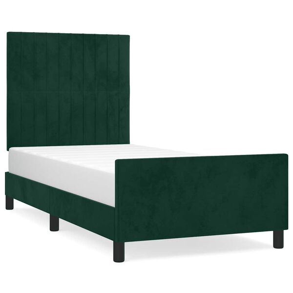 vidaXL Estructura de cama sin colch&oacute;n terciopelo verde oscuro 90x200cm