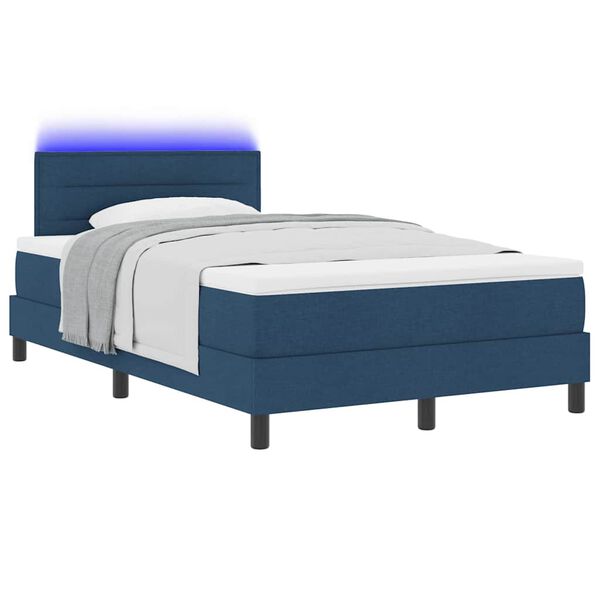 vidaXL Cama tipo Box Spring con colch&oacute;n con LED Azul 120 x 190 cm tela