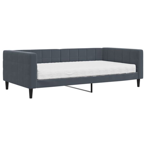 vidaXL Sof&aacute; cama con colch&oacute;n terciopelo gris oscuro 100x200 cm