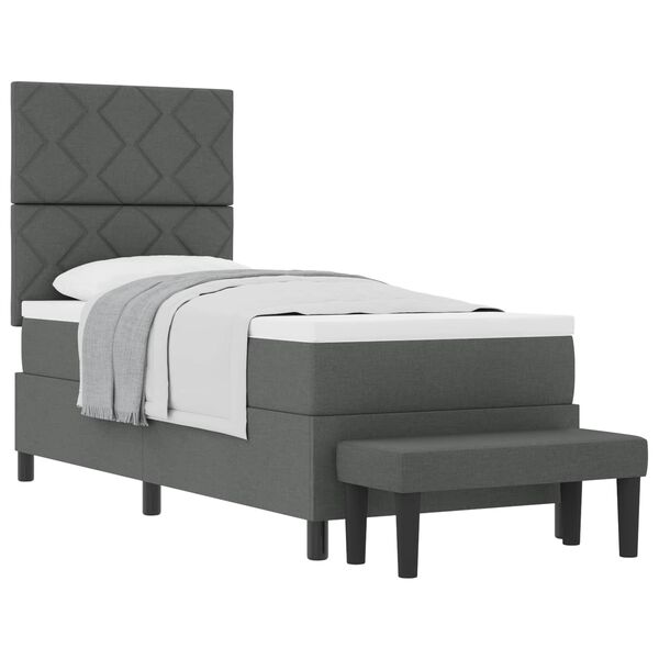 vidaXL Cama tipo Box Spring con colch&oacute;n Gris oscuro 80 x 200 cm tela