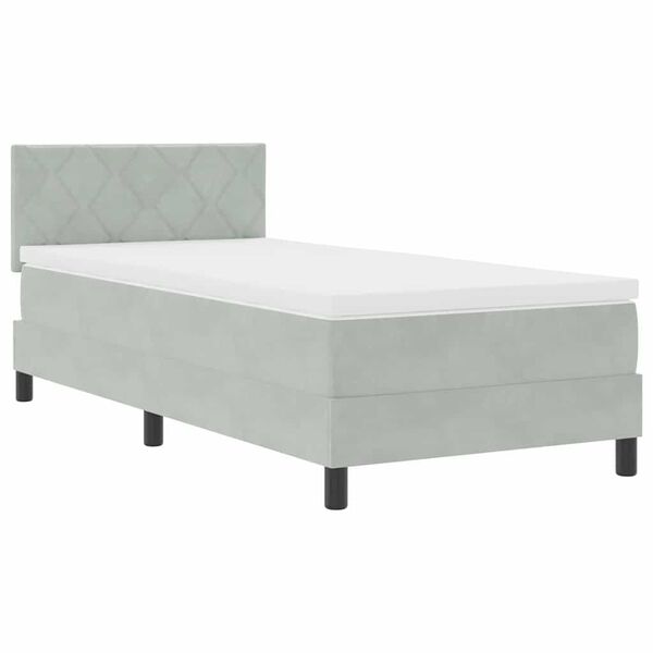vidaXL Cama Box Spring LED con LED Gris Claro 100 x 200 cm Terciopelo
