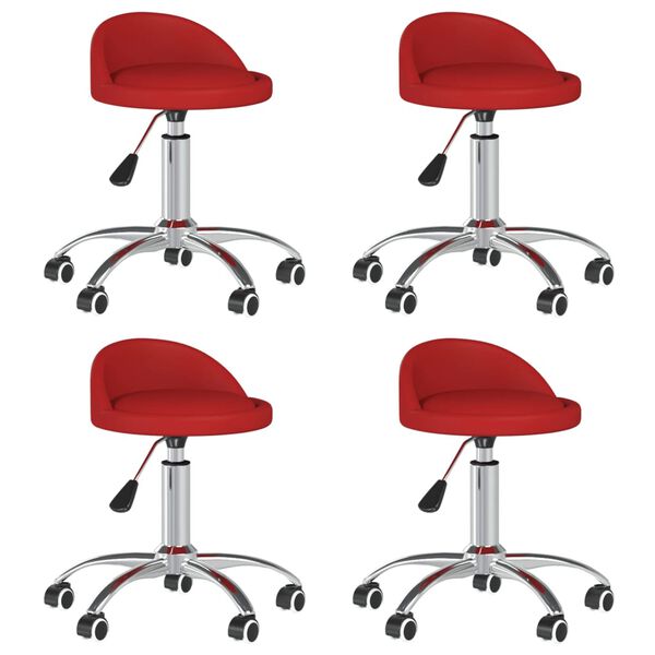 vidaXL Sillas de comedor giratorias 4 unidades cuero sint&eacute;tico rojo
