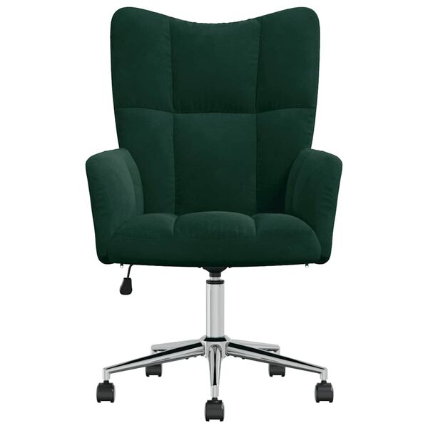 vidaXL Silla de relajaci&oacute;n de terciopelo verde oscuro