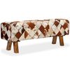 vidaXL Banco con estampado de rombos cuero de vacuno auténtico