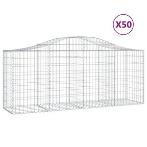 vidaXL Cestas de gaviones 50 uds forma de arco hierro 200x50x80/100 cm