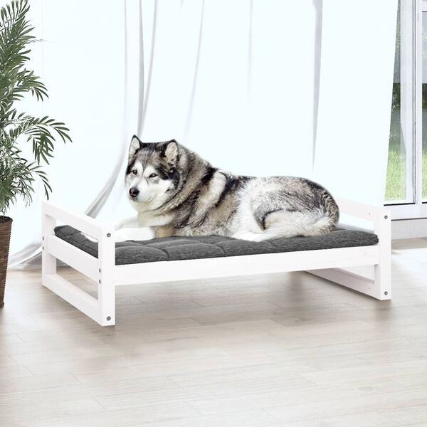 vidaXL Cama para perros madera maciza de pino blanco 105,5x75,5x28 cm
