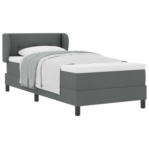 vidaXL Cama tipo Box Spring con colch&oacute;n Gris oscuro 80 x 200 cm tela