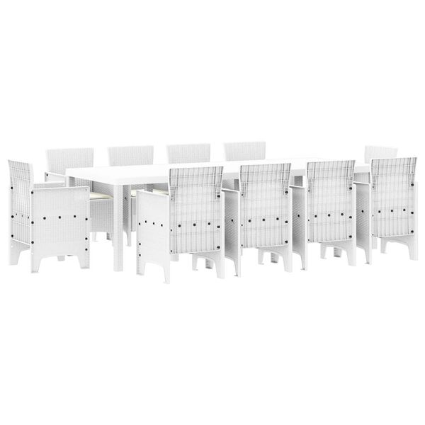 vidaXL Conjunto de Comedor de Jard&iacute;n 11 pcs Blanco Polipropileno