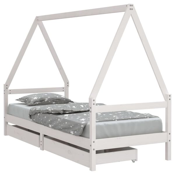 vidaXL Estructura cama ni&ntilde;os con cajones madera pino blanco 90x200 cm