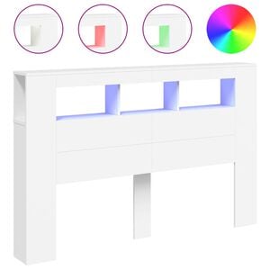 vidaXL Cabecero con LED madera de ingeniería blanco 160x18,5x103,5 cm