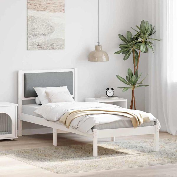 vidaXL Estructura de cama Gris Claro 80 x 190 cm Madera de pino macizo