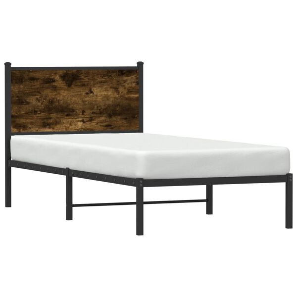 vidaXL Estructura de cama sin colchón metal roble ahumado 90x190 cm
