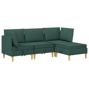 vidaXL Juego de sof&aacute; modular con almacenamiento 4 uds. Verde oscuro