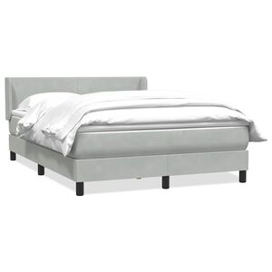 vidaXL Cama box spring con colch&oacute;n terciopelo gris claro 160x210 cm