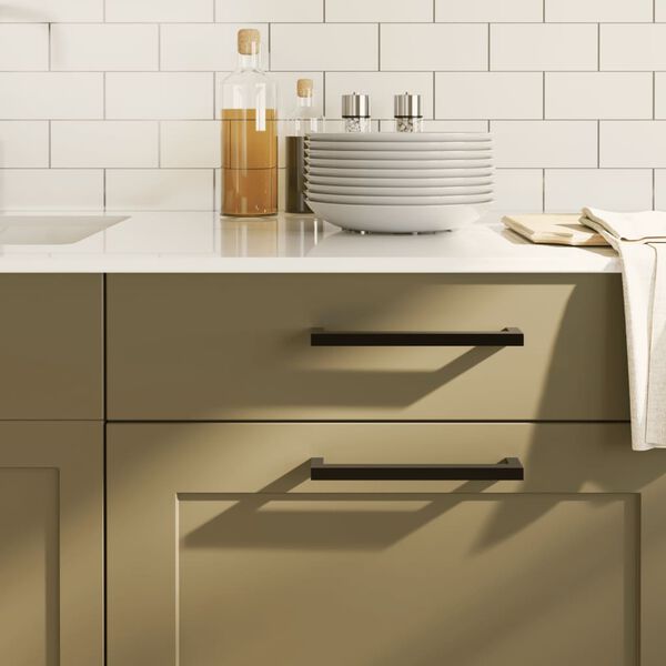 vidaXL Tiradores para armarios 5 uds acero inoxidable negro 192 mm