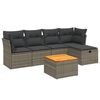 vidaXL Set de muebles de jard&iacute;n 6 pzas y cojines rat&aacute;n sint&eacute;tico gris