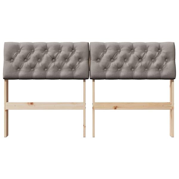 vidaXL Cabecero tapizado Taup&eacute; 135 cm Madera de pino macizo
