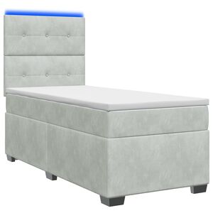 vidaXL Cama con Base Tapizada, Colch&oacute;n y Luz LED Gris Claro Terciopelo