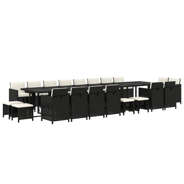 vidaXL Set de comedor jard&iacute;n 21 pzas con cojines rat&aacute;n sint&eacute;tico negro