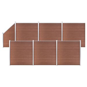 vidaXL Set de valla 6 cuadradas + 1 oblicua WPC marr&oacute;n 1138x186 cm