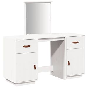 vidaXL Tocador con espejo madera maciza de pino blanco