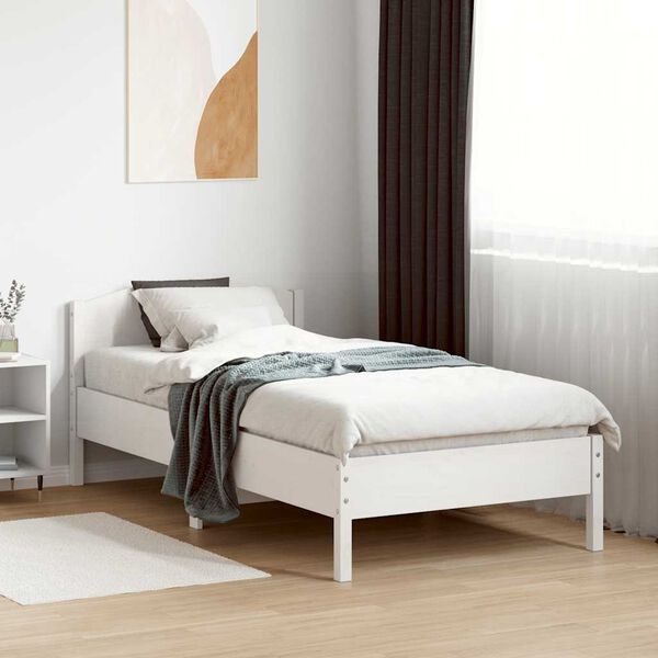 vidaXL Estructura de cama sin colch&oacute;n madera maciza blanca 75x190 cm