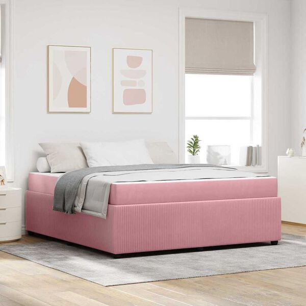 vidaXL Estructura de cama con colch&oacute;n Rosa 180 x 200 cm tela