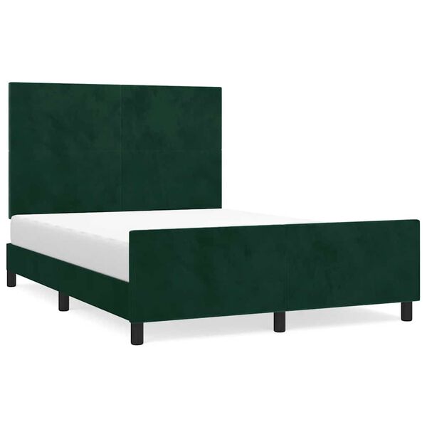 vidaXL Estructura cama sin colch&oacute;n terciopelo verde oscuro 140x190 cm