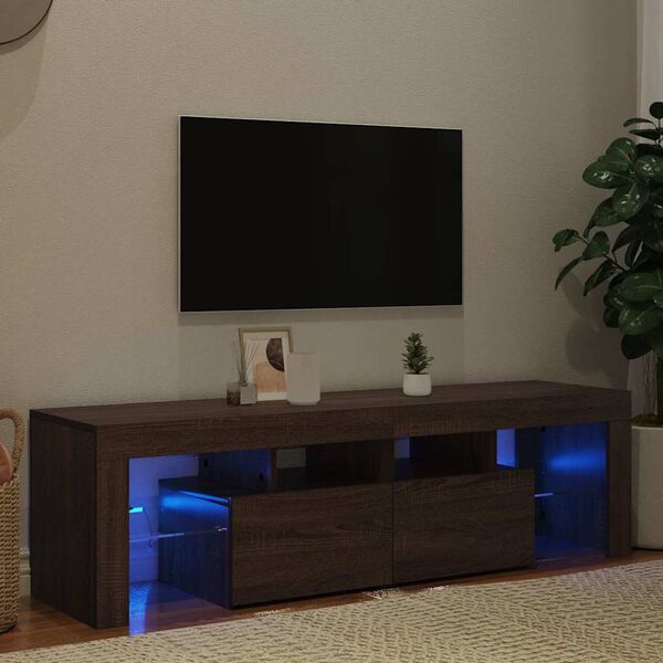 vidaXL Mueble de TV con luces LED marr&oacute;n roble 140x36,5x40 cm
